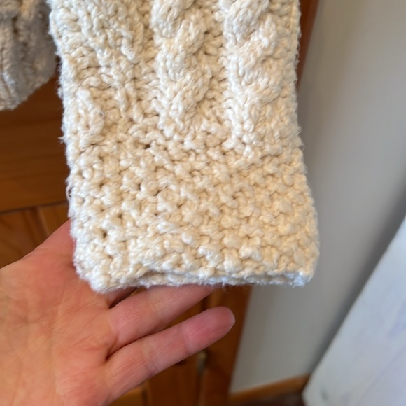 Indigenous One Wear cream off white cable knit sweater with hood. - Picture 7 of 16